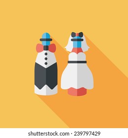 wedding couple flat icon with long shadow,eps10