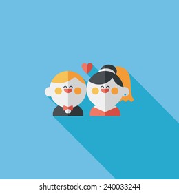 wedding couple flat icon with long shadow,eps10