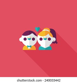 wedding couple flat icon with long shadow,eps10