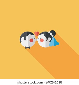 wedding couple flat icon with long shadow,eps10