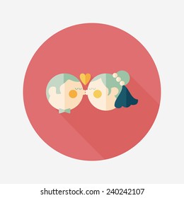 wedding couple flat icon with long shadow,eps10