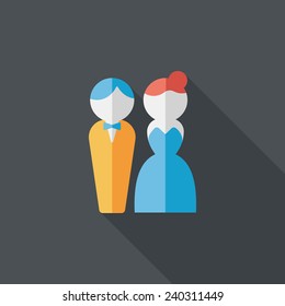 wedding couple flat icon with long shadow,eps10
