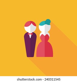 wedding couple flat icon with long shadow,eps10