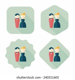 wedding couple flat icon with long shadow,eps10