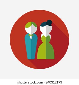 wedding couple flat icon with long shadow,eps10