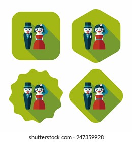 wedding couple flat icon with long shadow,eps10