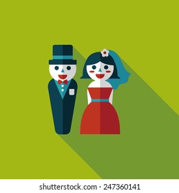wedding couple flat icon with long shadow,eps10