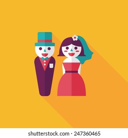 wedding couple flat icon with long shadow,eps10