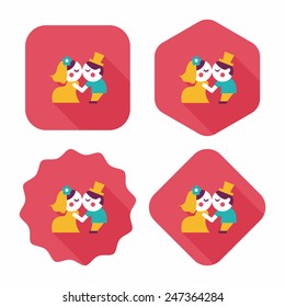 wedding couple flat icon with long shadow,eps10