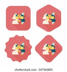 wedding couple flat icon with long shadow,eps10