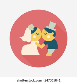wedding couple flat icon with long shadow,eps10