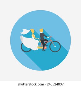 wedding couple flat icon with long shadow,eps10