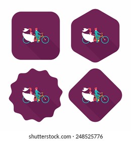 wedding couple flat icon with long shadow,eps10