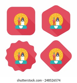 wedding couple flat icon with long shadow,eps10