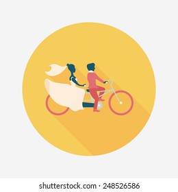 wedding couple flat icon with long shadow,eps10