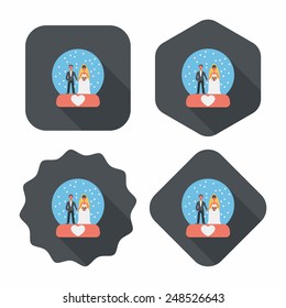 wedding couple flat icon with long shadow,eps10