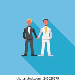 wedding couple flat icon with long shadow,eps10