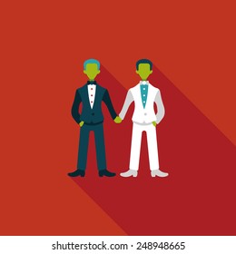 wedding couple flat icon with long shadow,eps10
