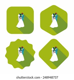 wedding couple flat icon with long shadow,eps10