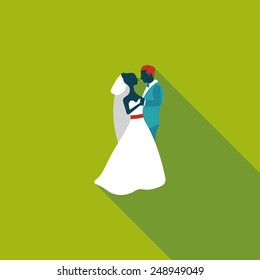 wedding couple flat icon with long shadow,eps10