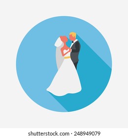wedding couple flat icon with long shadow,eps10