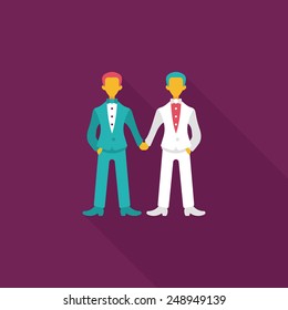 wedding couple flat icon with long shadow,eps10