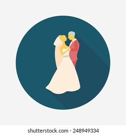 wedding couple flat icon with long shadow,eps10