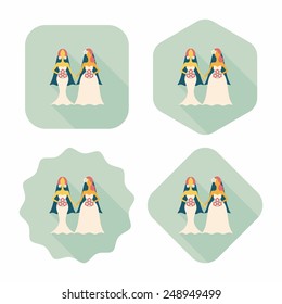 wedding couple flat icon with long shadow,eps10