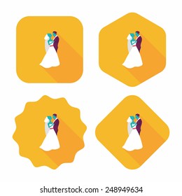 wedding couple flat icon with long shadow,eps10