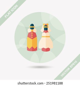 wedding couple flat icon with long shadow,eps10