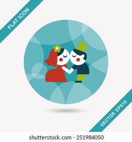 wedding couple flat icon with long shadow,eps10