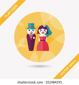 wedding couple flat icon with long shadow,eps10