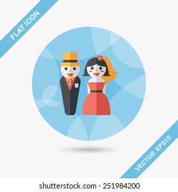 wedding couple flat icon with long shadow,eps10