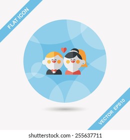 wedding couple flat icon with long shadow,eps10