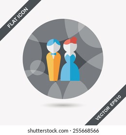 wedding couple flat icon with long shadow,eps10