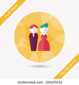 wedding couple flat icon with long shadow,eps10