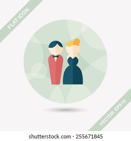 wedding couple flat icon with long shadow,eps10