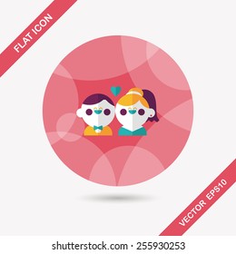 wedding couple flat icon with long shadow,eps10