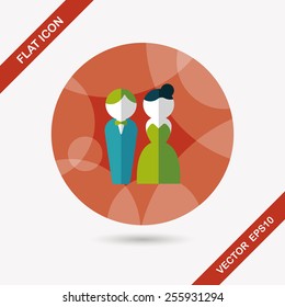 wedding couple flat icon with long shadow,eps10