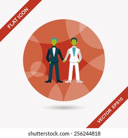 wedding couple flat icon with long shadow,eps10