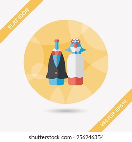 wedding couple flat icon with long shadow,eps10