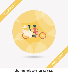 wedding couple flat icon with long shadow,eps10