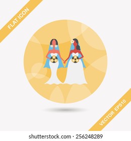 wedding couple flat icon with long shadow,eps10