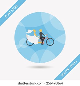 wedding couple flat icon with long shadow,eps10