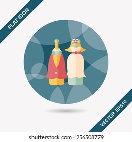 wedding couple flat icon with long shadow,eps10