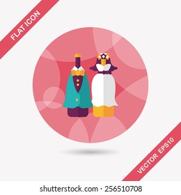 wedding couple flat icon with long shadow,eps10