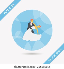 wedding couple flat icon with long shadow,eps10