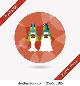 wedding couple flat icon with long shadow,eps10