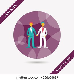 wedding couple flat icon with long shadow,eps10