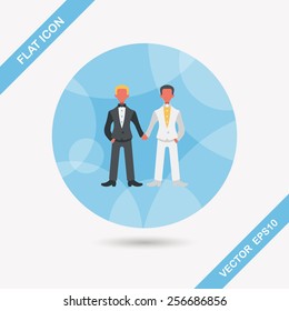 wedding couple flat icon with long shadow,eps10